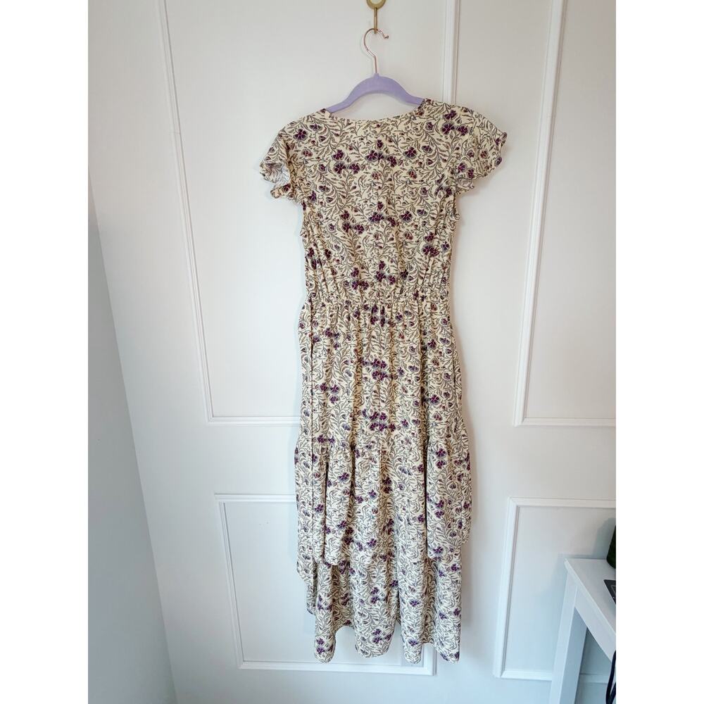 White Ruffled Floral Faux Wrap Dress Size Small - Picture 3 of 9